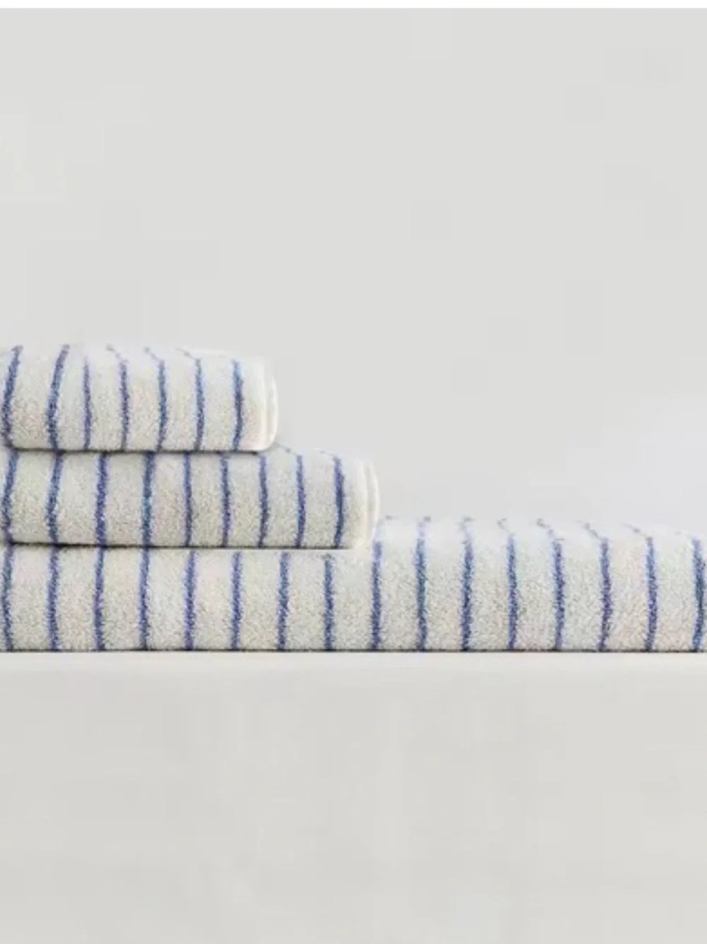 Striped Cotton Bath Towel Set - Navy, White, Cream